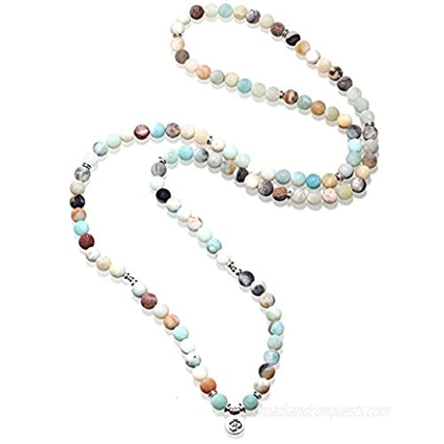 ZHEPIN 8MM 108 Mala Beads Charm Bracelet for Men Women Yoga Bracelet Necklace