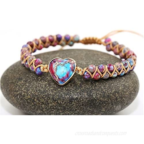 ZOSOJONA Women Handmade Boho Wrap Bracelets Natural Stone Variety Beads Strand Bracelet