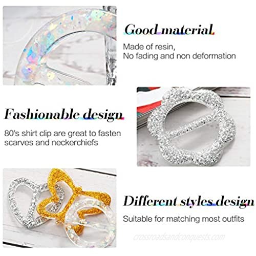 30 Pieces T Shirt Clips Plastic Scarf Clip Ring Shirt Clips Resin Elegant Fashion Scarf Buckle with Assorted Shapes for Women Ladies Girls 1.18 Inches