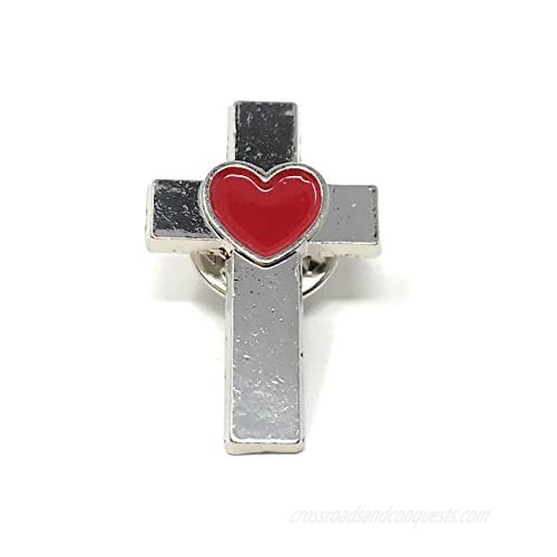 50 Bulk Cross with Heart Lapel Pins