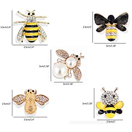 Apol Set of 10 Fashion Enamel Crystal Rhinestones Bee Themed Brooch Pin Jewelry Lapel Pins for Clothes Collar Dress Scarf Bag Decoration