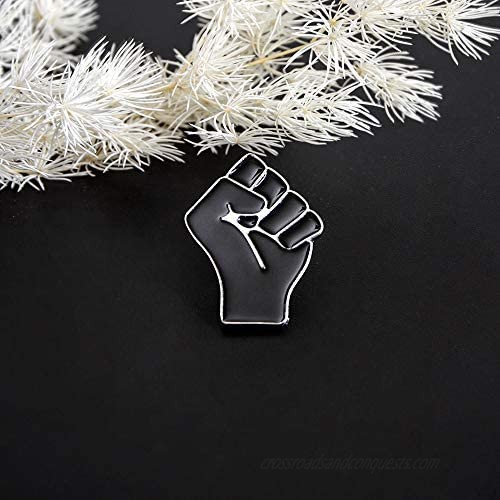 Black Lives Matter Enamel Pin Brooch BLM Lapel Pin Black Raised Fist of Solidarity Badges Set of 2