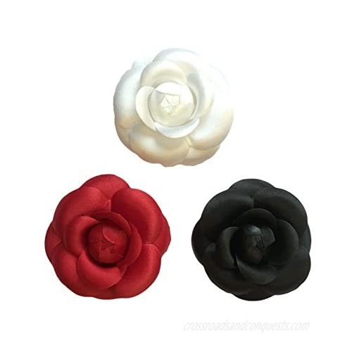 Camellia Silk Fabric Flower Pin Brooch Flower. White Camellia Brooch Pin - Hand-made in New York's Garment Center (American Made)