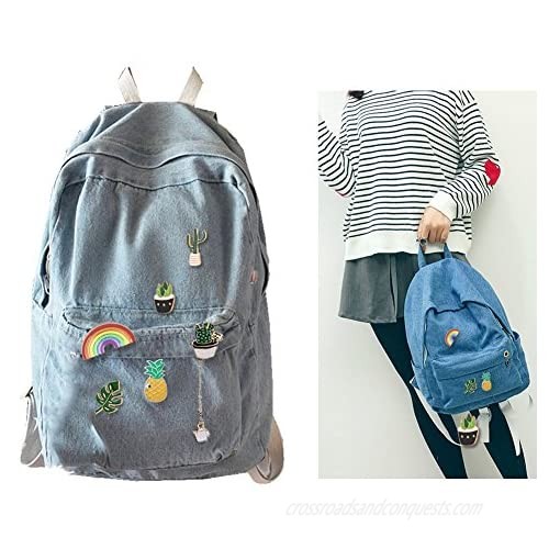 Cute Enamel Lapel Pin Set 6pcs Cartoon Brooch Pin Badges for Clothes Bags Backpacks - Rainbow Cactus Succulent Leaves Pineapple