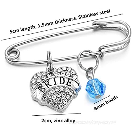 DYJELWD Wedding Gifts Bride Jewelry Something Blue Mother of The Bride Pin Bridesmaid Gifts Pin Stainless Steel 5cm