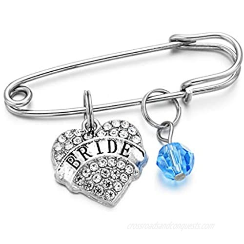 DYJELWD Wedding Gifts Bride Jewelry Something Blue  Mother of The Bride Pin  Bridesmaid Gifts Pin Stainless Steel 5cm