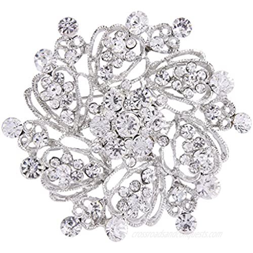 EVER FAITH Wedding Corsage Jewelry Austrian Crystal Elegant Flower Wreath Brooch Pin for Women