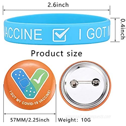 Fiasaso Covid Vaccinated Pin 12 Pcs I Got My Vaccine Silicone Wristbands Bracelets Pinback Buttons Pins Brooches for Women Men Notification for Public Health Pinback Button Vaccine Pins