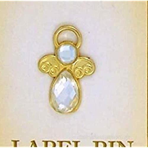 Gold Toned Glass Angel Lapel Pins 1 Inch Pack of 5