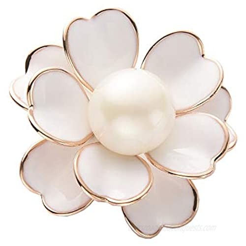 GYAYU Women's Flower Pearl Enamel Brooch Pins for Ladies Jewelry