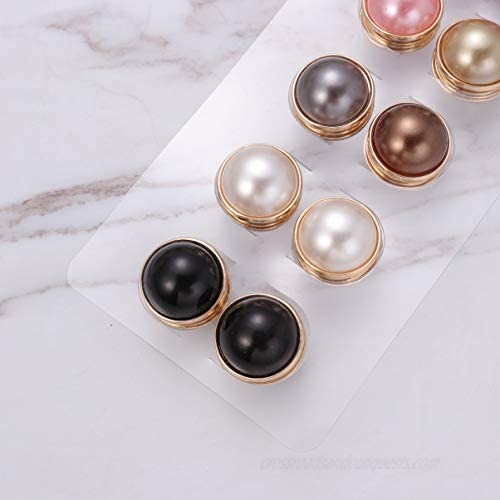 HEALLILY Magnetic Scarf Brooch Magnetic Button Brooch Pin Pearl Pin Brooch for Women Ladies 12Pcs (Golden)
