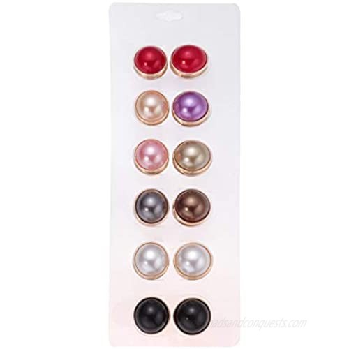 HEALLILY Magnetic Scarf Brooch Magnetic Button Brooch Pin Pearl Pin Brooch for Women Ladies 12Pcs (Golden)
