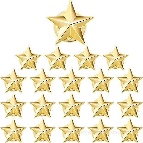 Hicarer 20 Pieces Star Badge Gold Lapel Pin for 4th of July Memorial Day Veterans Day (0.63  0.79 inch)