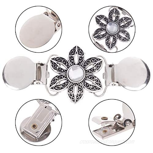 LOCOLO Vintage Sweater Shawl Clips Cardigan Collar Clips Flowers Patterns for Women Girls (6) Gold Silver