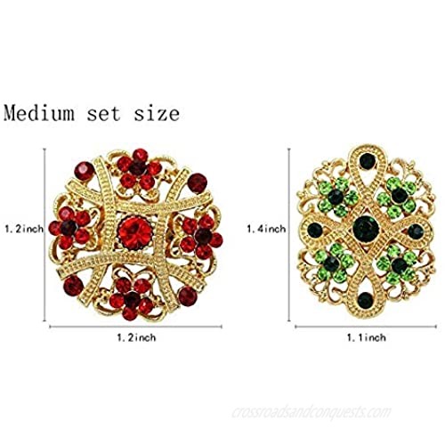 Lot 12pc Multi-Color Rhinestone Crystal Flower Brooches Pins