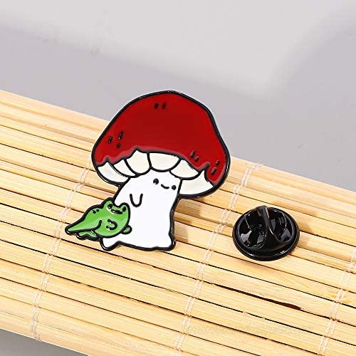 Novelty Animal Frog Enamel Pin - Cute Mushroom Plant Lapel Pins Badge Brooch Jewelry Accessory for Bags Clothes Caps