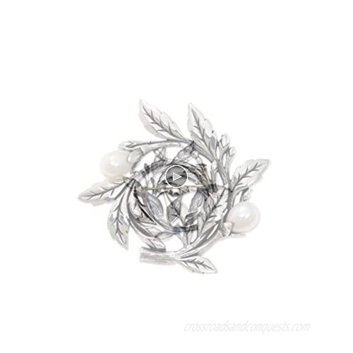 NOVICA Silver White Cultured Freshwater Pearl .925 Sterling Silver Floral Brooch Pin 'Budding Cotton'