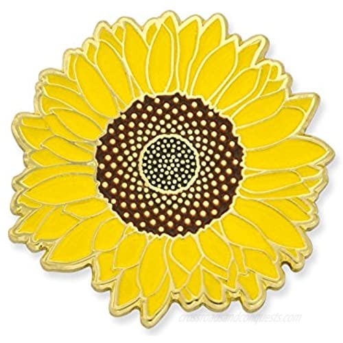 PinMart Detailed Yellow Sunflower Summer Enamel Lapel Brooch Pin