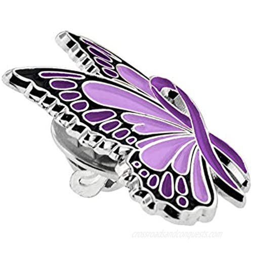 PinMart Domestic Violence Awareness Butterfly Purple Ribbon Enamel Lapel Pin