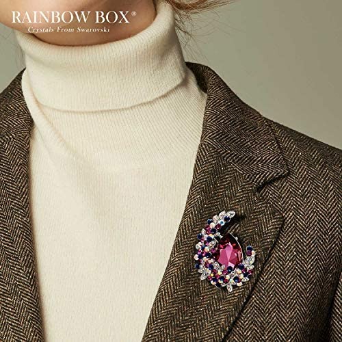 Rainbow Box Brooches for Women Rhinestone from Swarovski Crystal Jewelry Women's Brooches & Pins