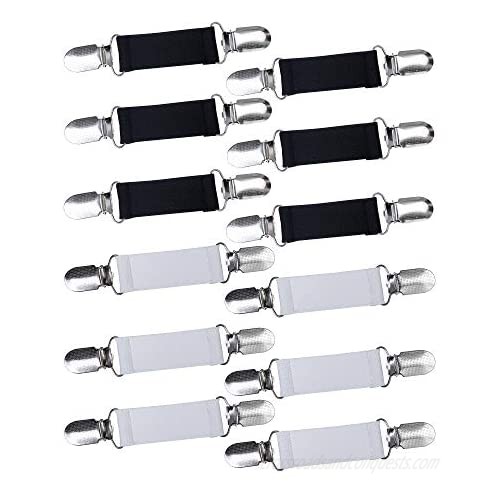 Ruisita 12 Pieces Fashion Fit Dress Clips Stainless Steel Elastic Clip Garments Glove Clips
