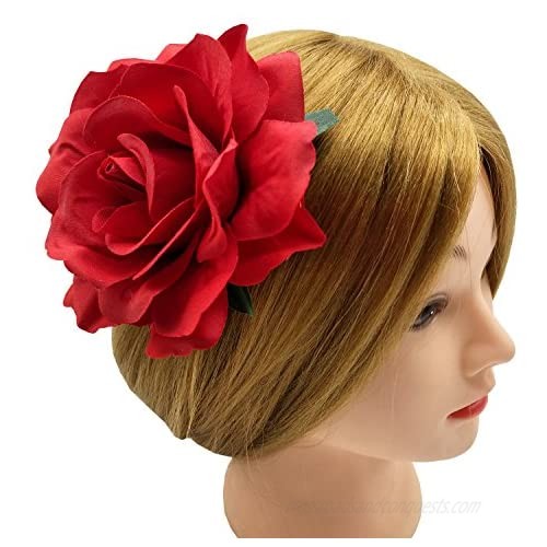 Sanrich 4pcs/pack Fabric Rose Hair Flowers Clips Mexican Hair Flowers Hairpin Brooch Headpieces