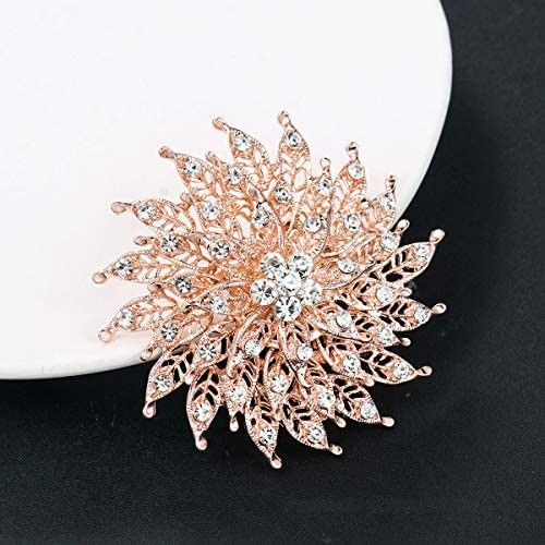 WeimanJewelry Lot 6pcs Crystal Rhinestones Flower Brooch Pin Set for DIY Wedding Bouquets Decoration