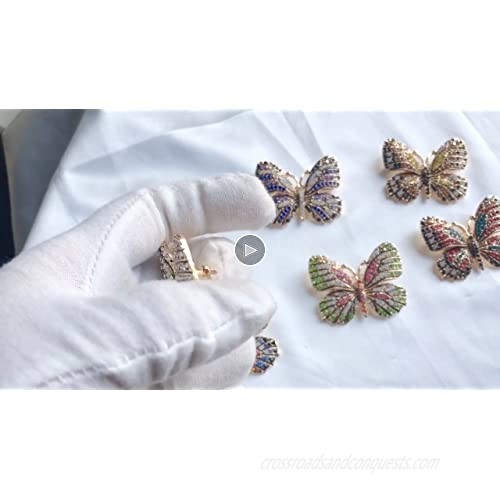 WeimanJewelry Lot 6pcs Multicolor Rhinestone Crystal Butterfly Brooch Pin Set for Women