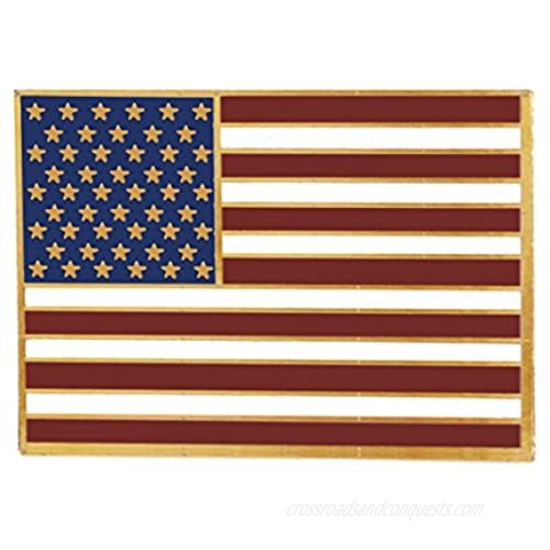 WizardPins American Flag Lapel Pin Proudly Made in USA- Gold Plated Rectangle Bulk (1 Pin)