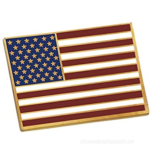 WizardPins American Flag Lapel Pin Proudly Made in USA- Gold Plated Rectangle Bulk (1 Pin)
